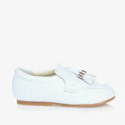 Sevva Boys White Faux Patent Leather Loafers