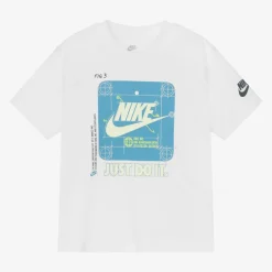 Nike Boys White Graphic Print Cotton T-Shirt