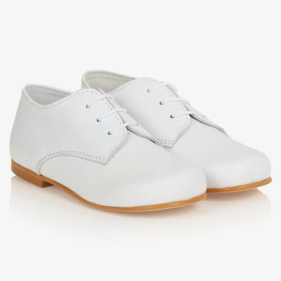 Beatrice amp; George Boys White Lace-Up Leather Shoes Outlet