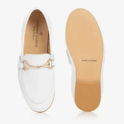 Childrens Classics Boys White Leather Loafers New