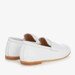 Beatrice amp; George Boys White Leather Monogram Loafers Hot