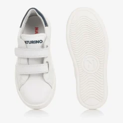 Naturino Boys White Leather Velcro Trainers Clearance