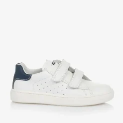 Naturino Boys White Leather Velcro Trainers Clearance