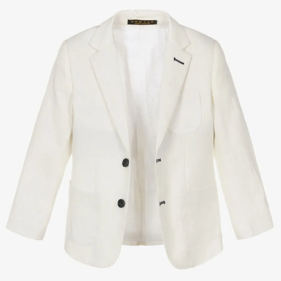 Romano Boys White Linen & Cotton Suit Best