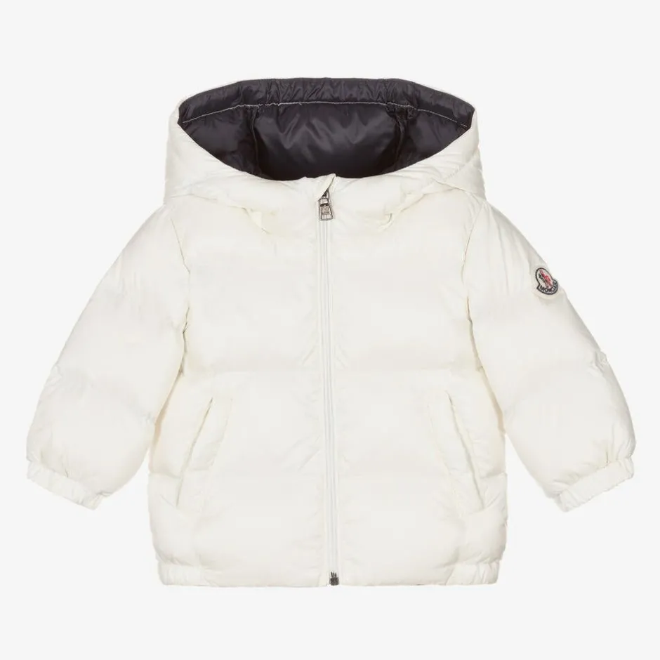 Moncler Enfant Boys White New Macaire Down Padded Jacket Outlet