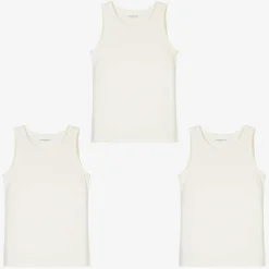 Childrensalon Essentials Boys White Organic Cotton Vests (3 Pack) Sale