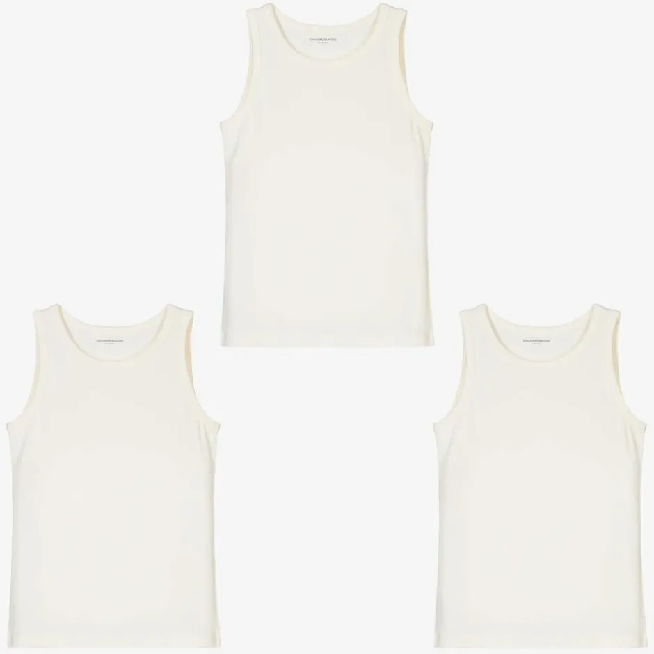 Childrensalon Essentials Boys White Organic Cotton Vests (3 Pack) Sale