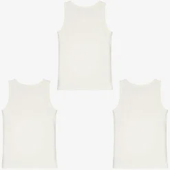 Childrensalon Essentials Boys White Organic Cotton Vests (3 Pack) Sale