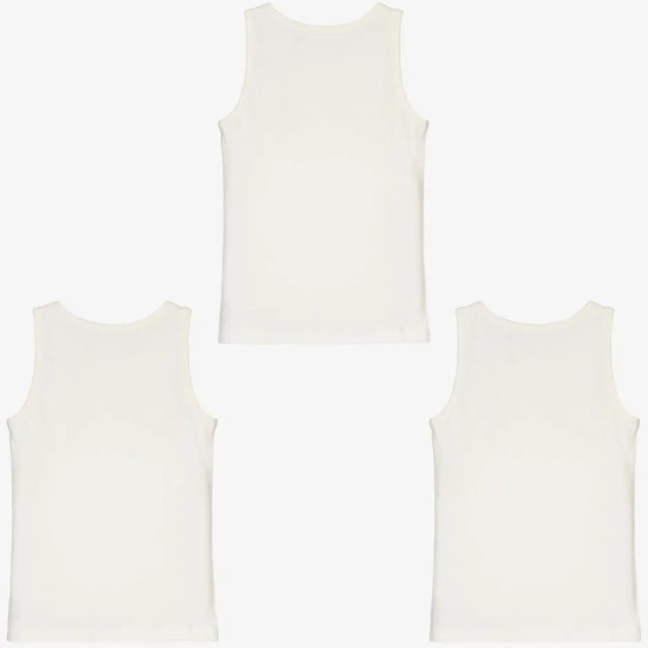 Childrensalon Essentials Boys White Organic Cotton Vests (3 Pack) Sale