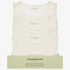 Childrensalon Essentials Boys White Organic Cotton Vests (3 Pack) Sale