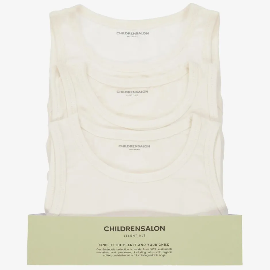 Childrensalon Essentials Boys White Organic Cotton Vests (3 Pack) Sale