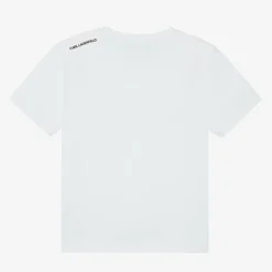 KARL LAGERFELD KIDS Boys White Organic Cotton T-Shirt New
