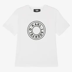 KARL LAGERFELD KIDS Boys White Organic Cotton T-Shirt Hot