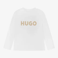 HUGO Boys White Organic Cotton Top