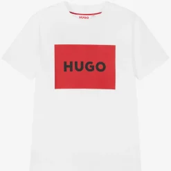 HUGO Boys White Organic Cotton T-Shirt Hot