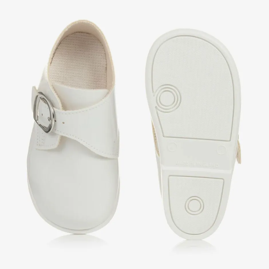 Early Days Boys White Patent First Walker Shoes New