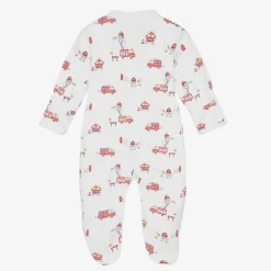 Kissy Kissy Boys White Pima Cotton Firetruck Fun Babygrow Outlet