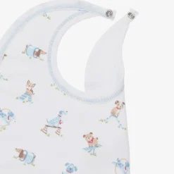 Kissy Kissy Boys White Pima Cotton Playground Pups Bib Outlet