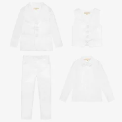 Childrensalon Occasions Boys White Satin 5-Piece Suit Sale