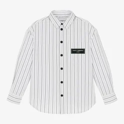 Dolce amp; Gabbana Boys White Striped Poplin Shirt Outlet