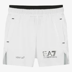 EA7 Emporio Armani Boys White VENTUS7 Sports Shorts