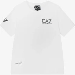 EA7 Emporio Armani Boys White Ventus7 Sports T-Shirt New