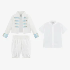 Beatrice amp; George Boys White Viscose Military Shorts Suit Outlet