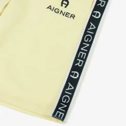AIGNER Boys Yellow Cotton Logo Tape Shorts Discount