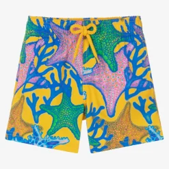 Vilebrequin Boys Yellow Glowed Stars Swim Shorts New