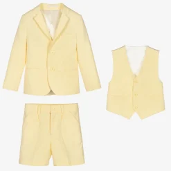 Caramelo Kids Boys Yellow Linen & Cotton Shorts Suit Best
