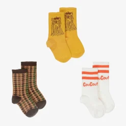 Mini Rodini Brown & Yellow Organic Cotton Socks (3 Pack) Clearance