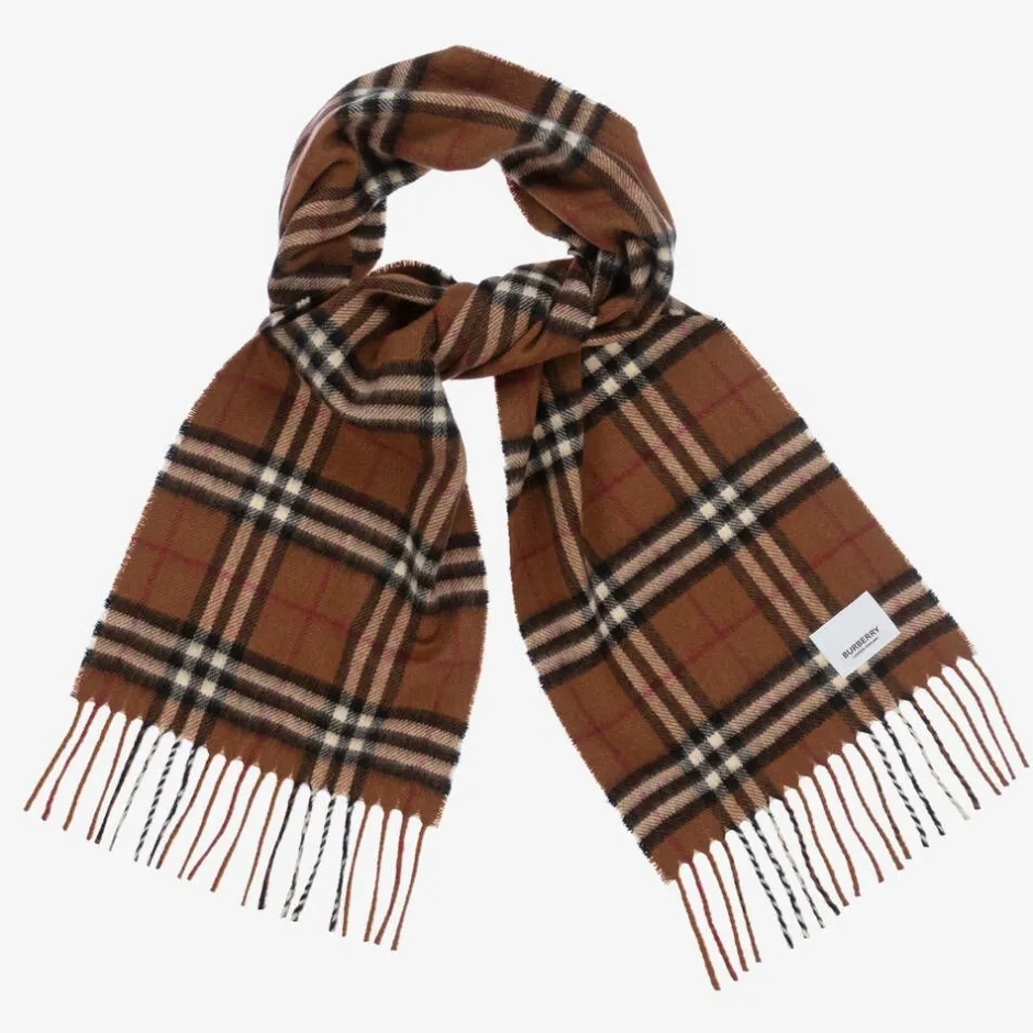 Burberry Brown Checked Cashmere Scarf DarkBirchBrown Online
