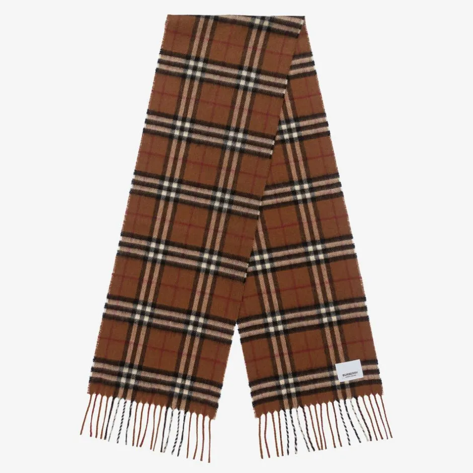 Burberry Brown Checked Cashmere Scarf DarkBirchBrown Online
