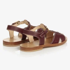 Gucci Brown Double G Leather Sandals Clearance