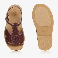 Gucci Brown Double G Leather Sandals Clearance