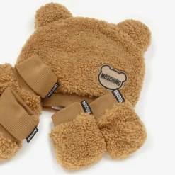Moschino Baby Brown Fleece Hat & Booties Set Best