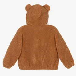 Moschino Baby Brown Hooded Teddy Fleece Jacket Outlet