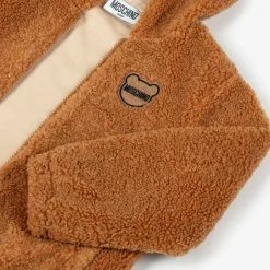 Moschino Baby Brown Hooded Teddy Fleece Jacket Outlet