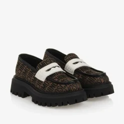 Moschino Brown Jacquard Loafers Discount