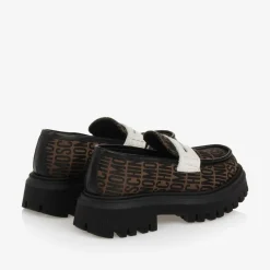 Moschino Brown Jacquard Loafers Discount