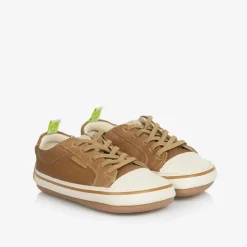 Tip Toey Joey Brown Leather First Walker Trainers Hot