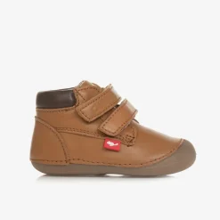 Chipmunks Brown Leather First-Walker Boots Discount