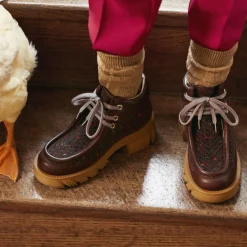 Gucci Brown Leather Lace-Up Boots Online