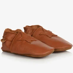 EN FANT Brown Leather Star Slippers Best
