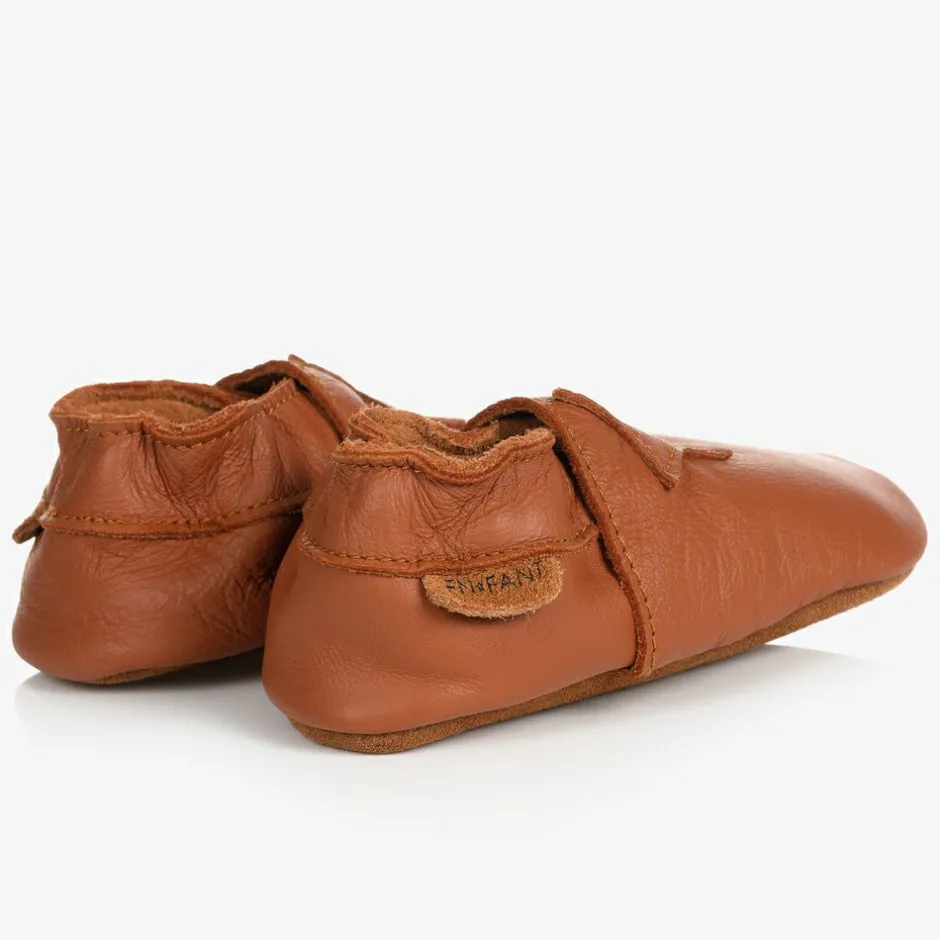 EN FANT Brown Leather Star Slippers Best