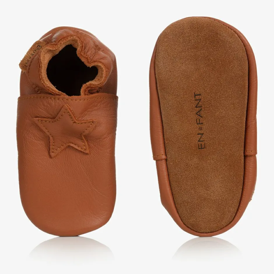 EN FANT Brown Leather Star Slippers Best