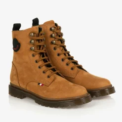 Moncler Enfant Brown Nubuck Leather Boots New