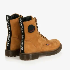 Moncler Enfant Brown Nubuck Leather Boots New