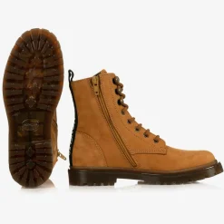 Moncler Enfant Brown Nubuck Leather Boots New