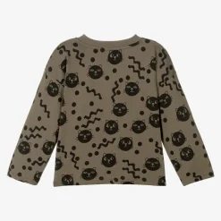 Mini Rodini Brown Organic Cotton Cats Top